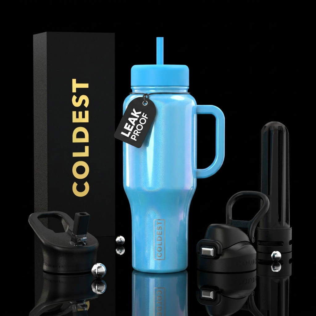Sky blue pearlescent bottle color,shiny,glossy water bottle design