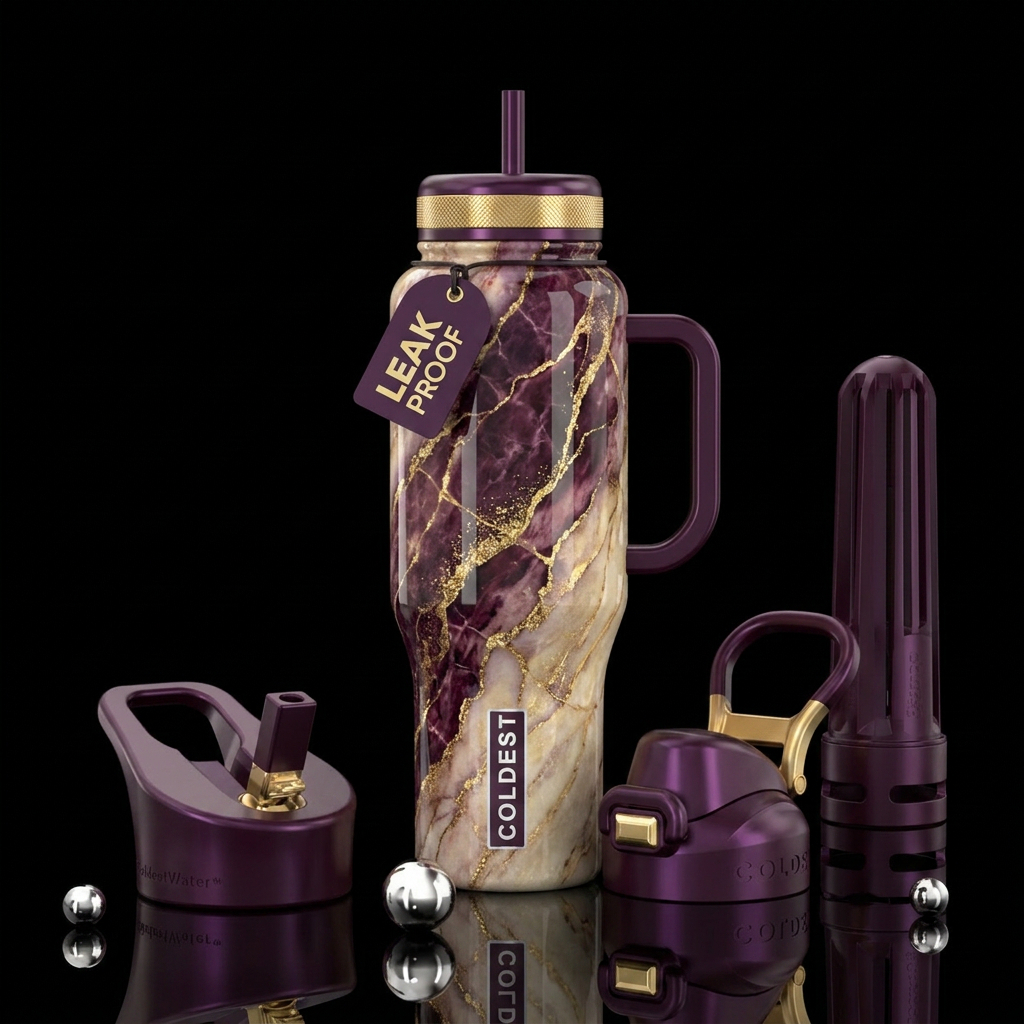 Calcutta viola pattern,vibrant,glossy water bottle design
