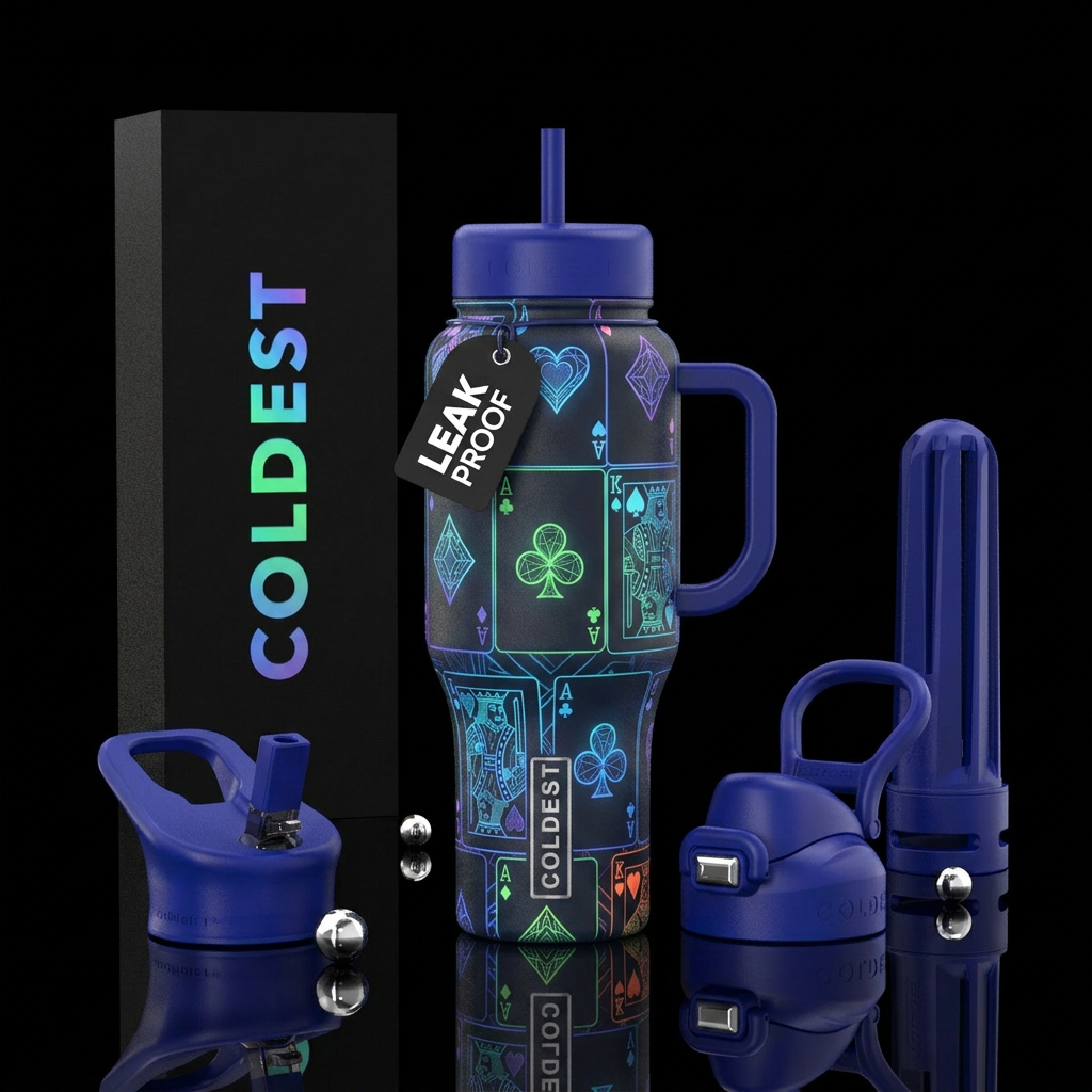 Playing cards, glowie water bottle design