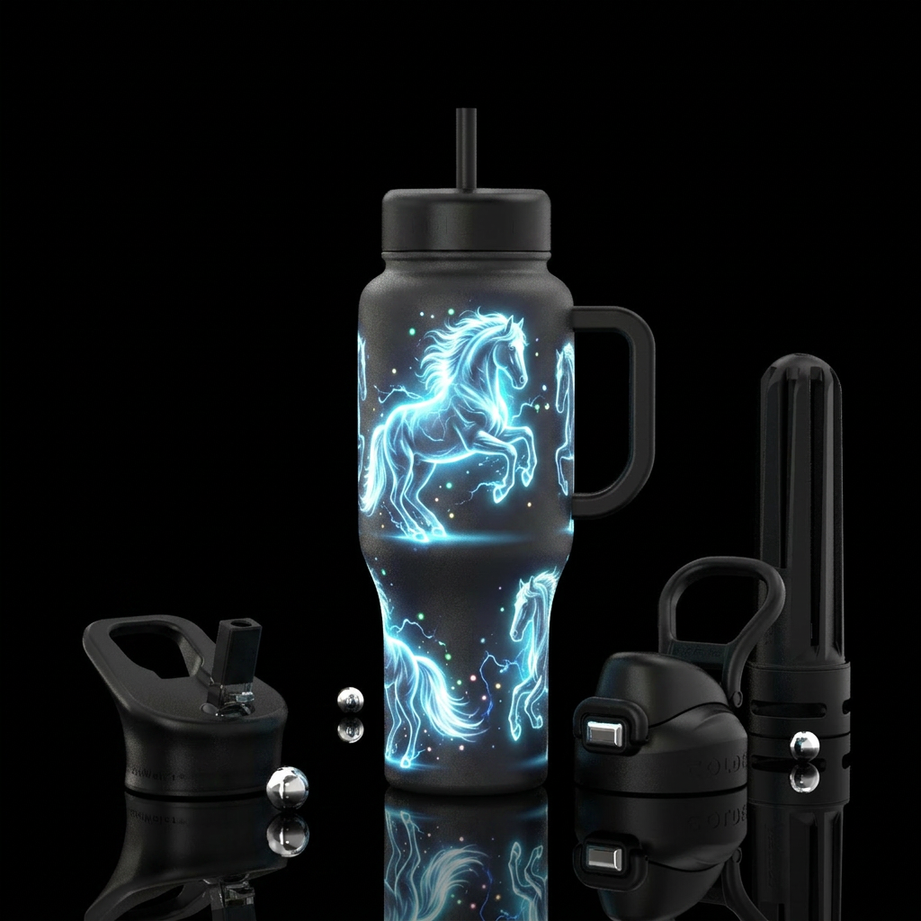 Lipizzan stallion horse glowie water bottle design