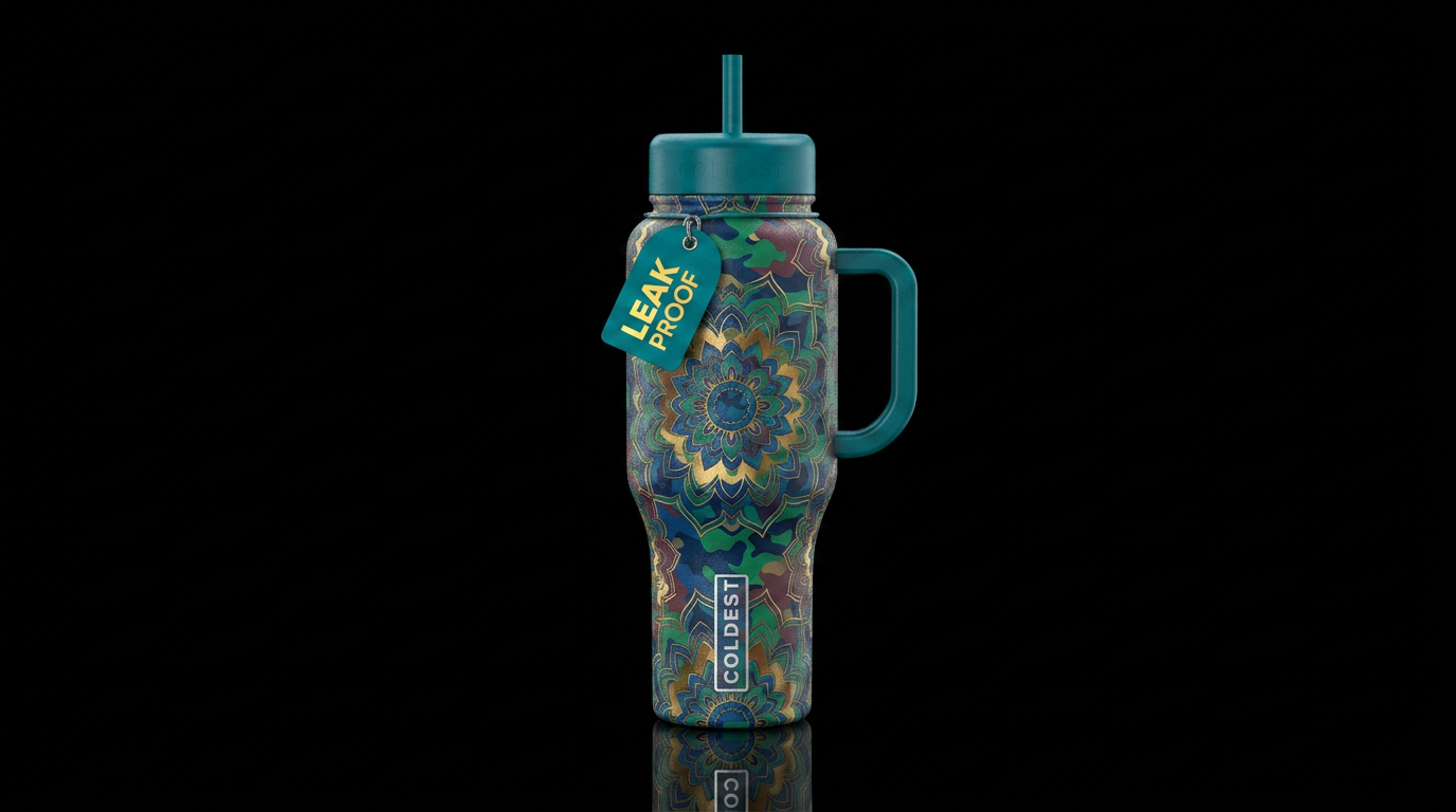 Camouflage Mandalas water bottle design
