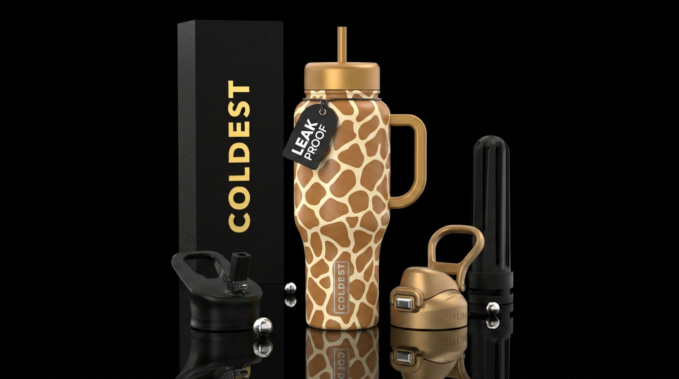 Giraffe spots, but make it pretty water bottle design