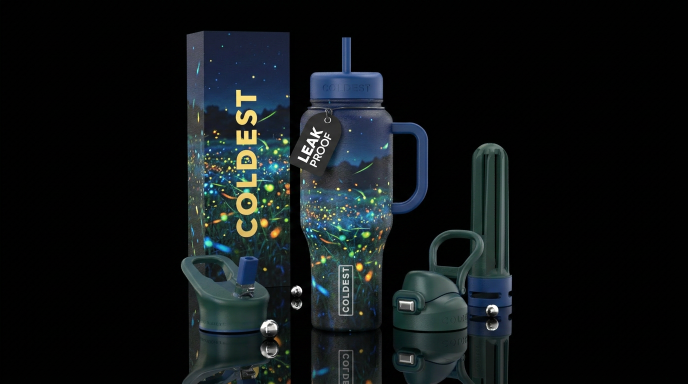 Glowie fireflies water bottle design
