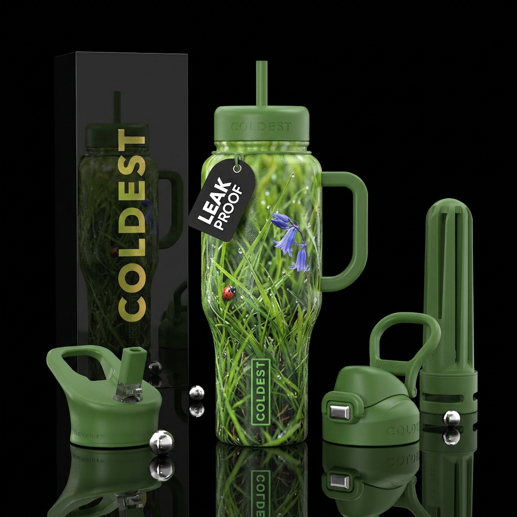 Touch grass water bottle design