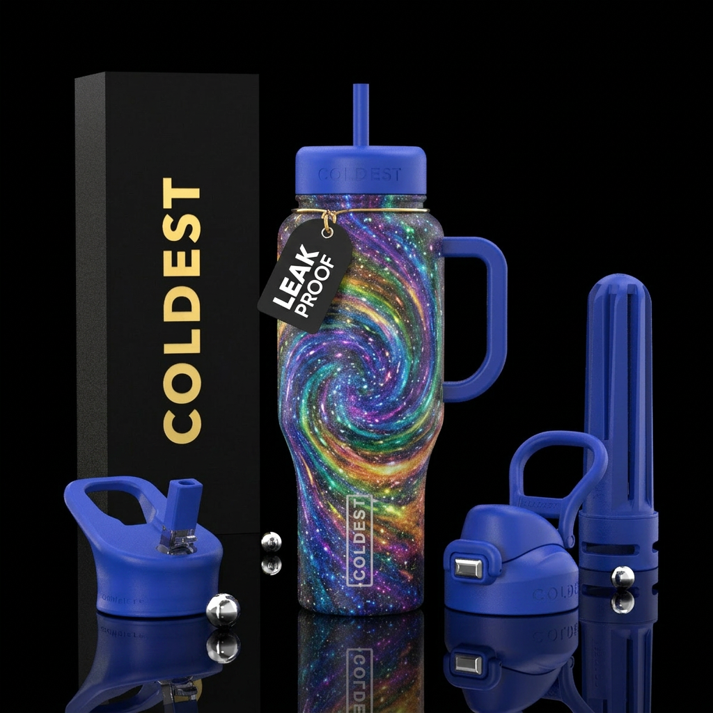Sparkly swirls water bottle design