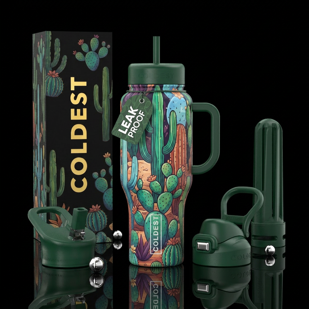 Cacti water bottle design