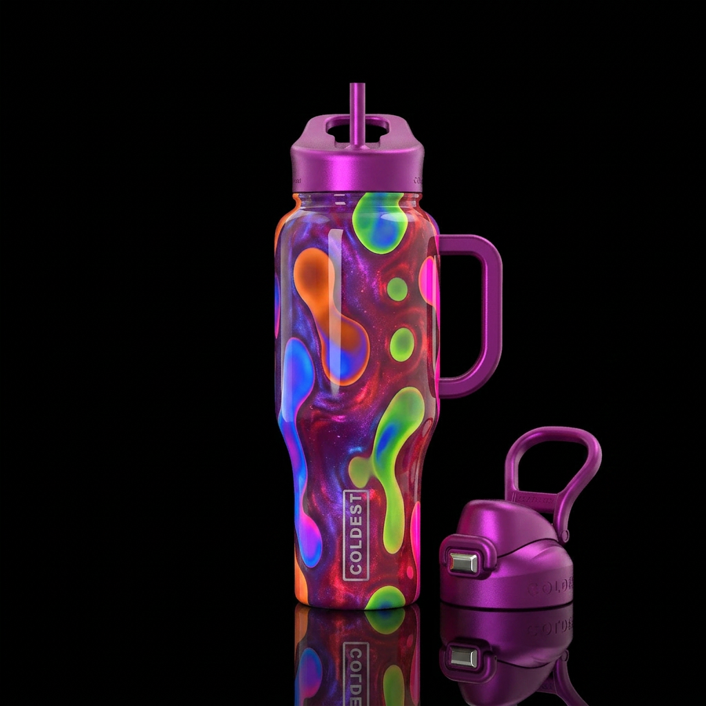 Trippy lamp water bottle design
