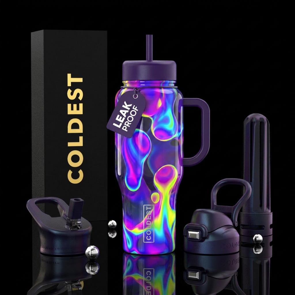 Trippy lava water bottle design