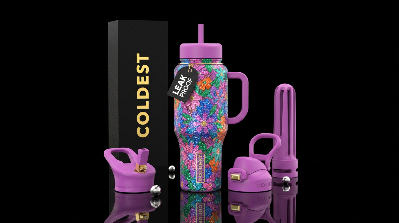 Glitz flowers water bottle design