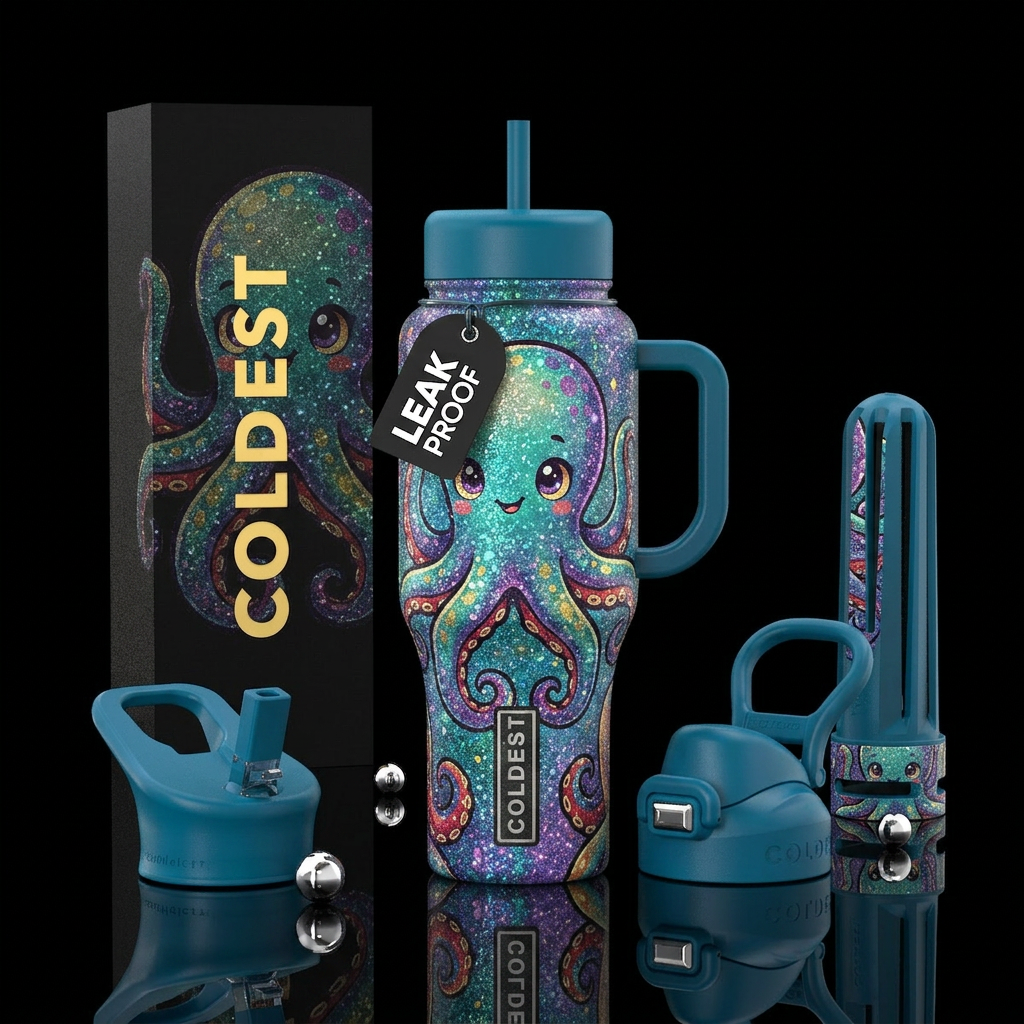 Baby octopus water bottle design