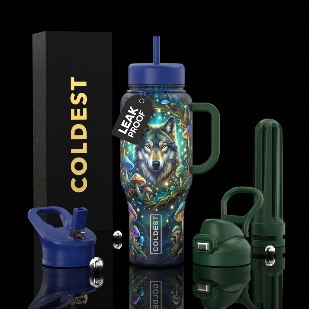Fairy ring wolf water bottle design
