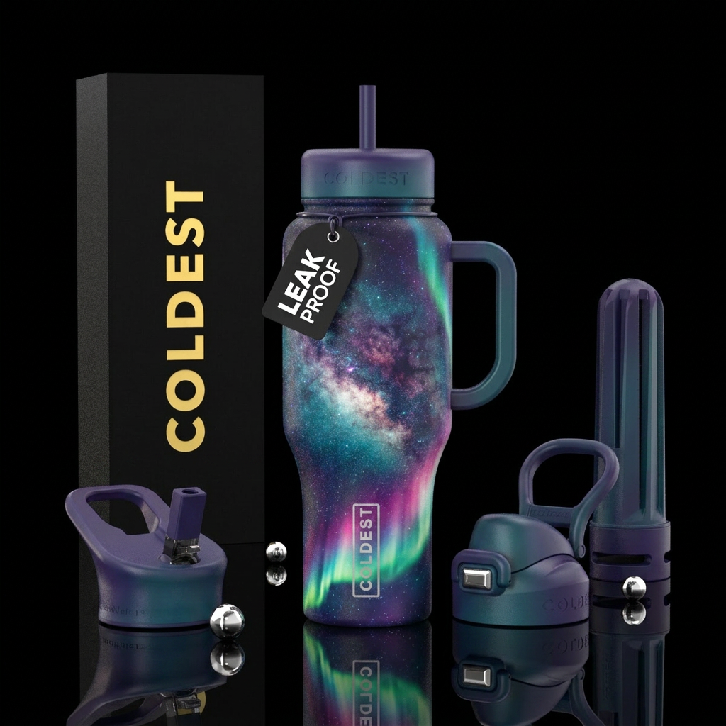 Northern lights milyway water bottle design