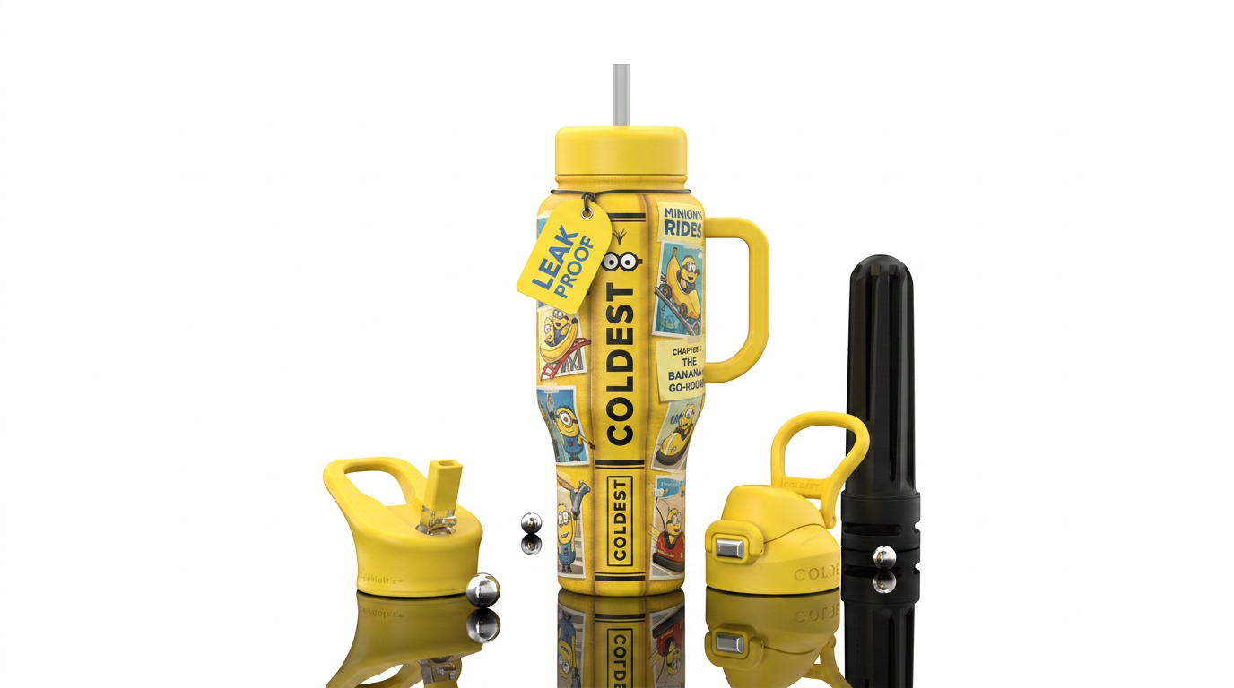 Minion’s rides book water bottle design