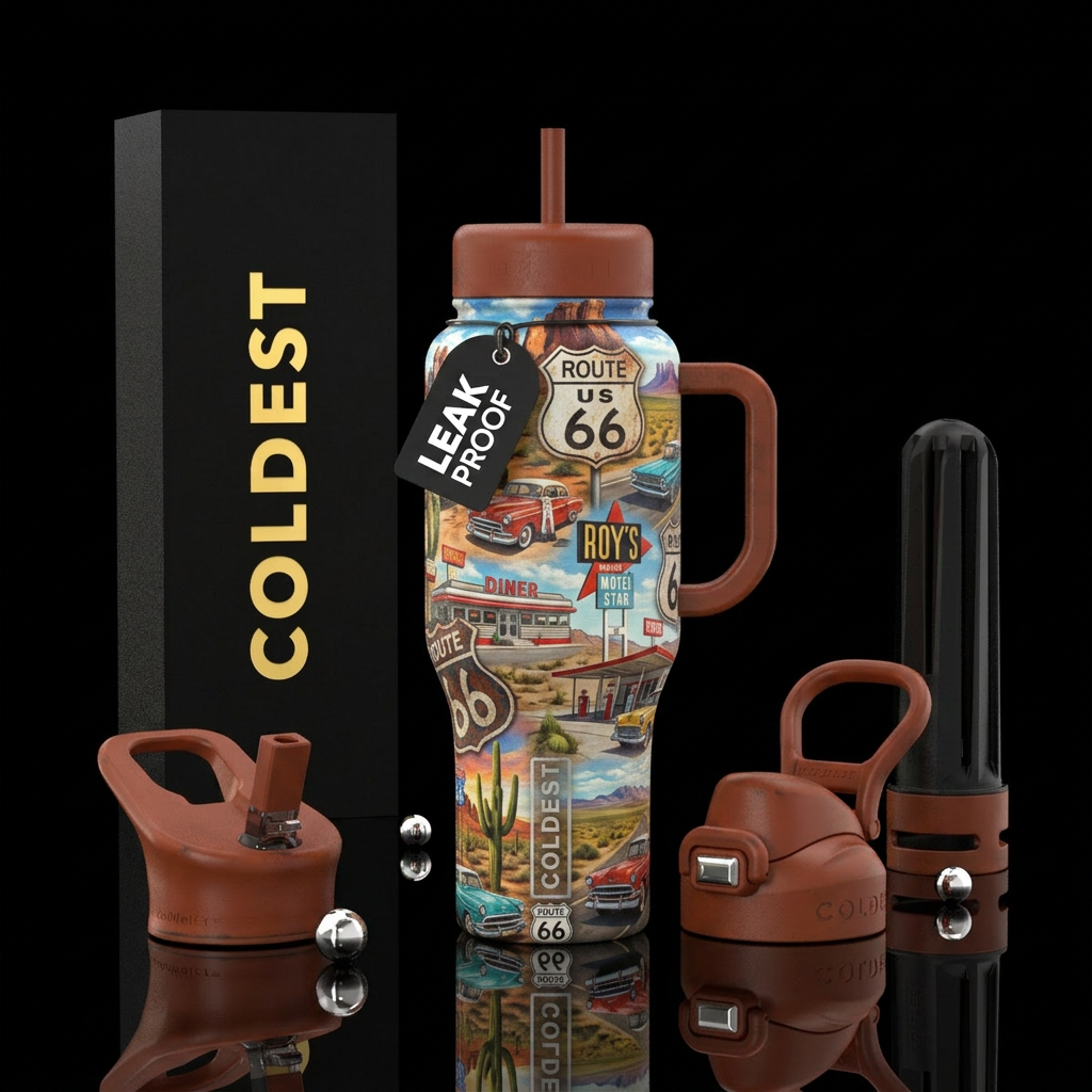 Route 66 Road Trip water bottle design