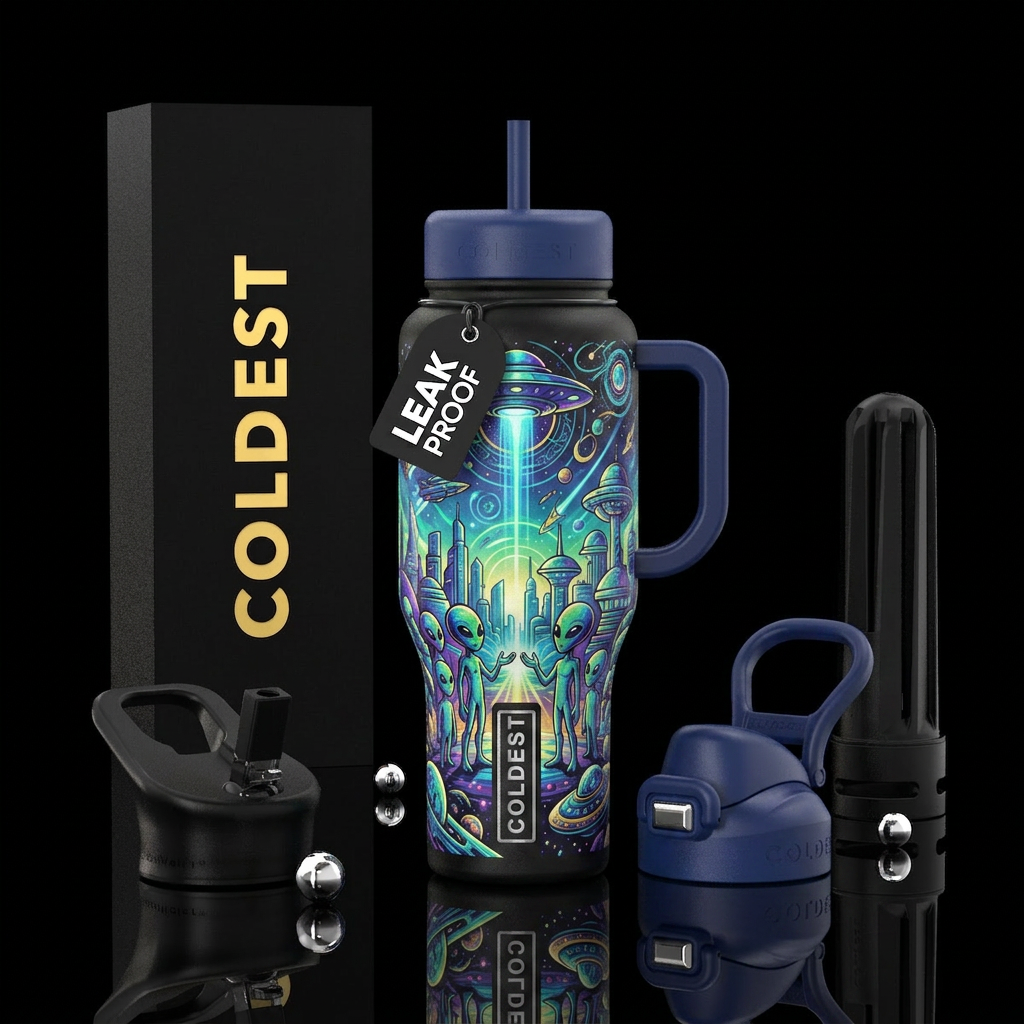 Alien First Contact water bottle design