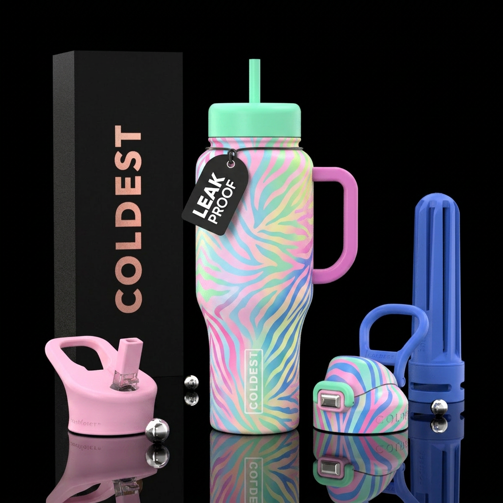 Zebra print in pastels water bottle design