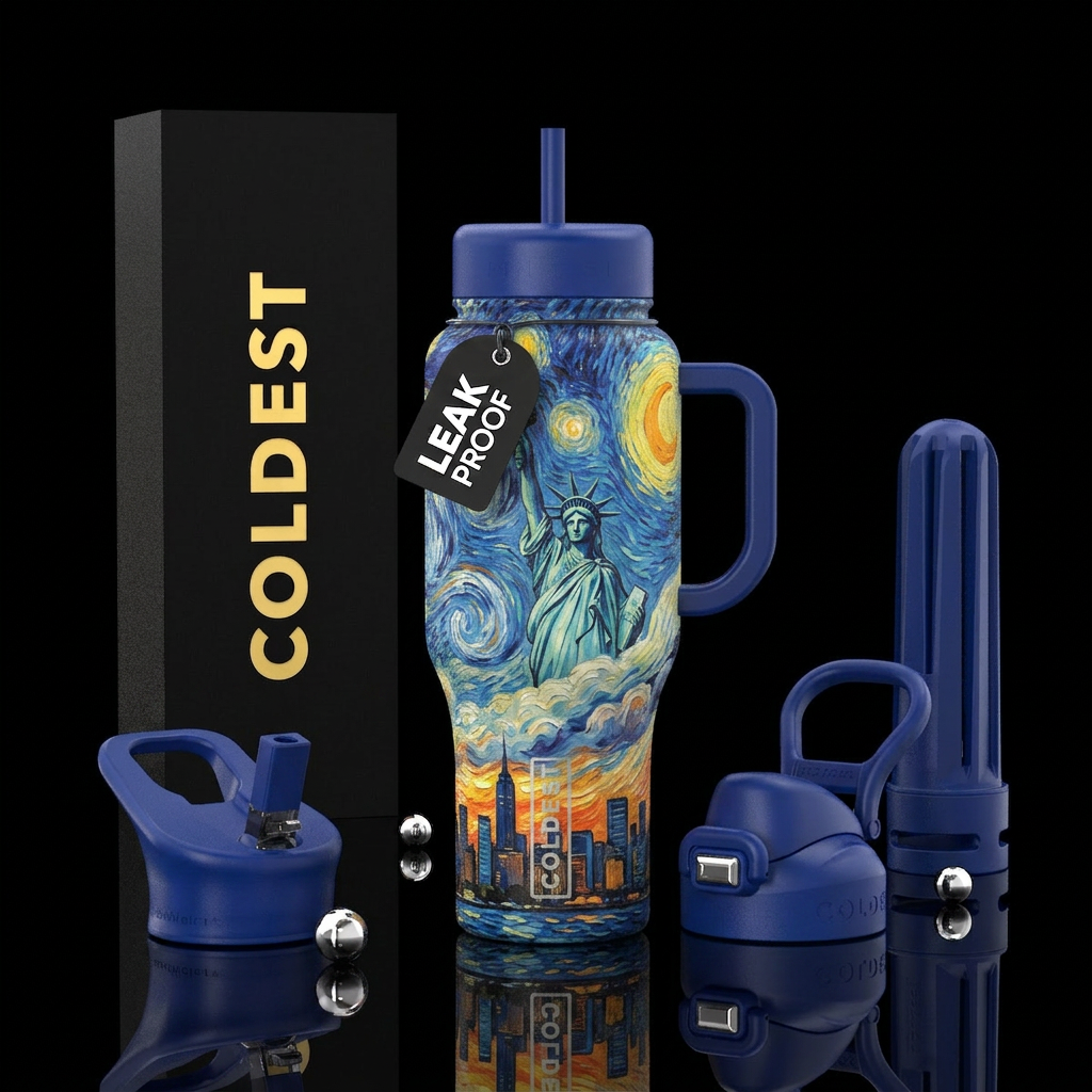 Liberty skies done like van gogh water bottle design