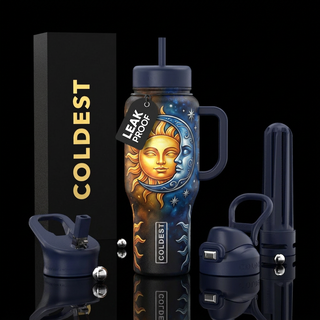 Sun and moon water bottle design