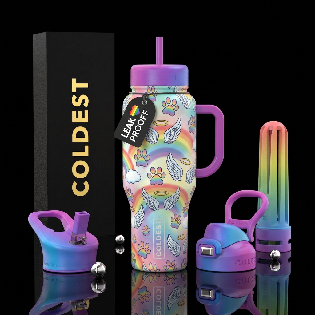 Lost of a pet rainbow bridge, paw print’s, Angel W... water bottle design