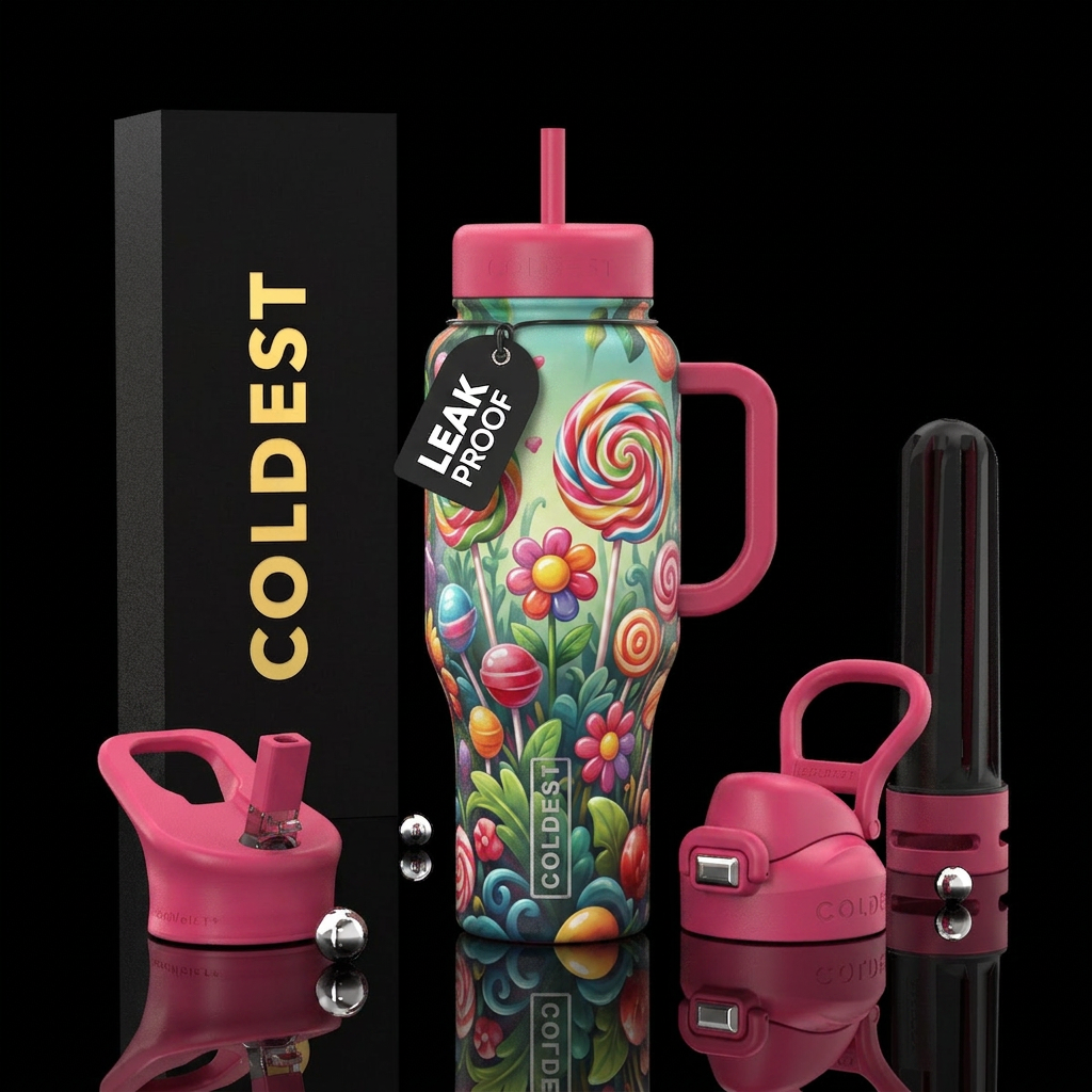 Candy Garden Saga water bottle design