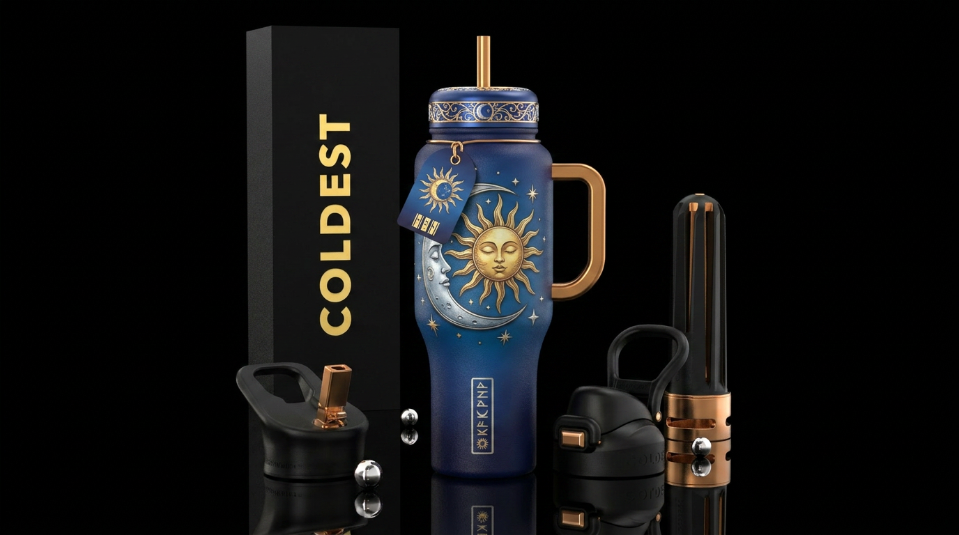Sun and moon water bottle design
