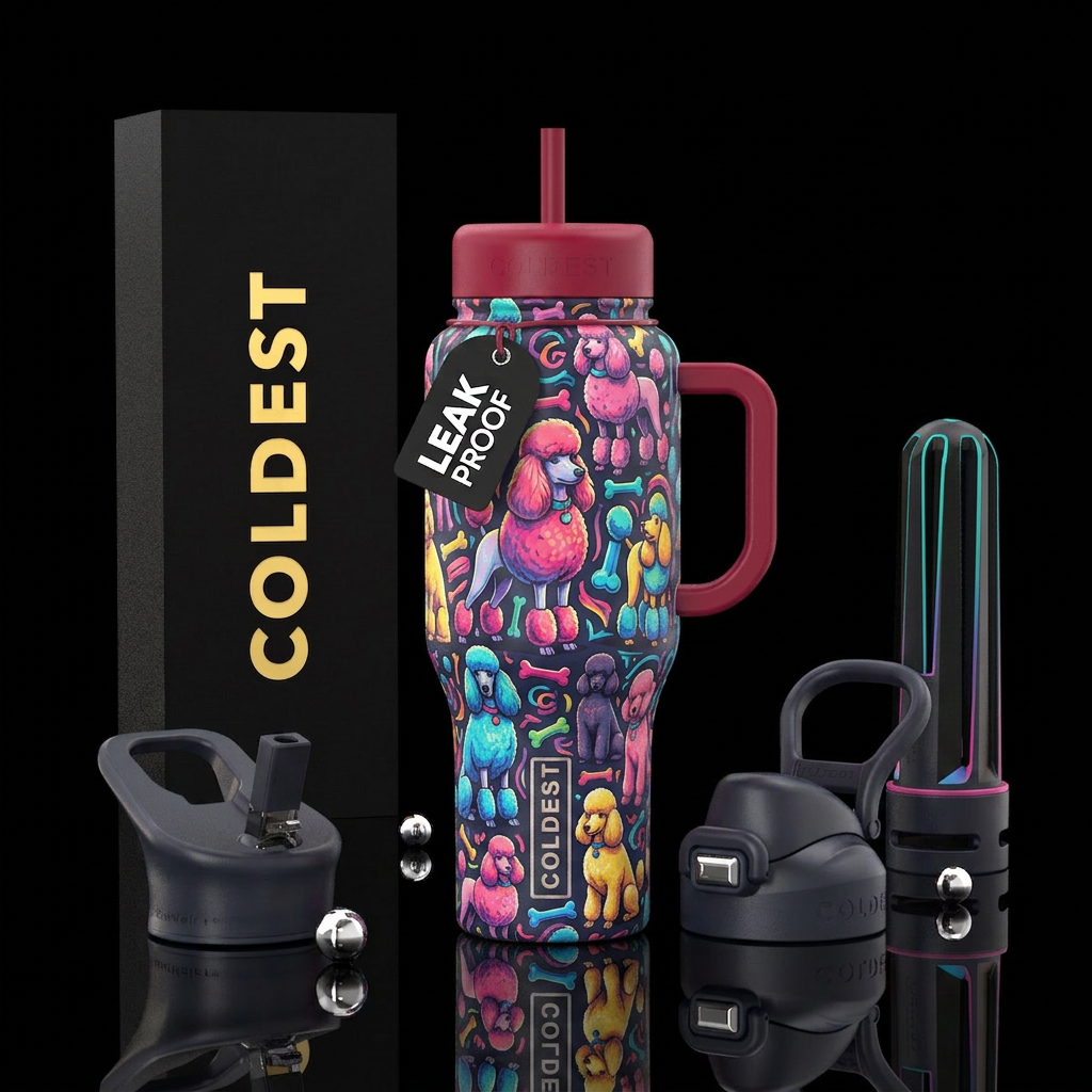 Poodles all sizes water bottle design