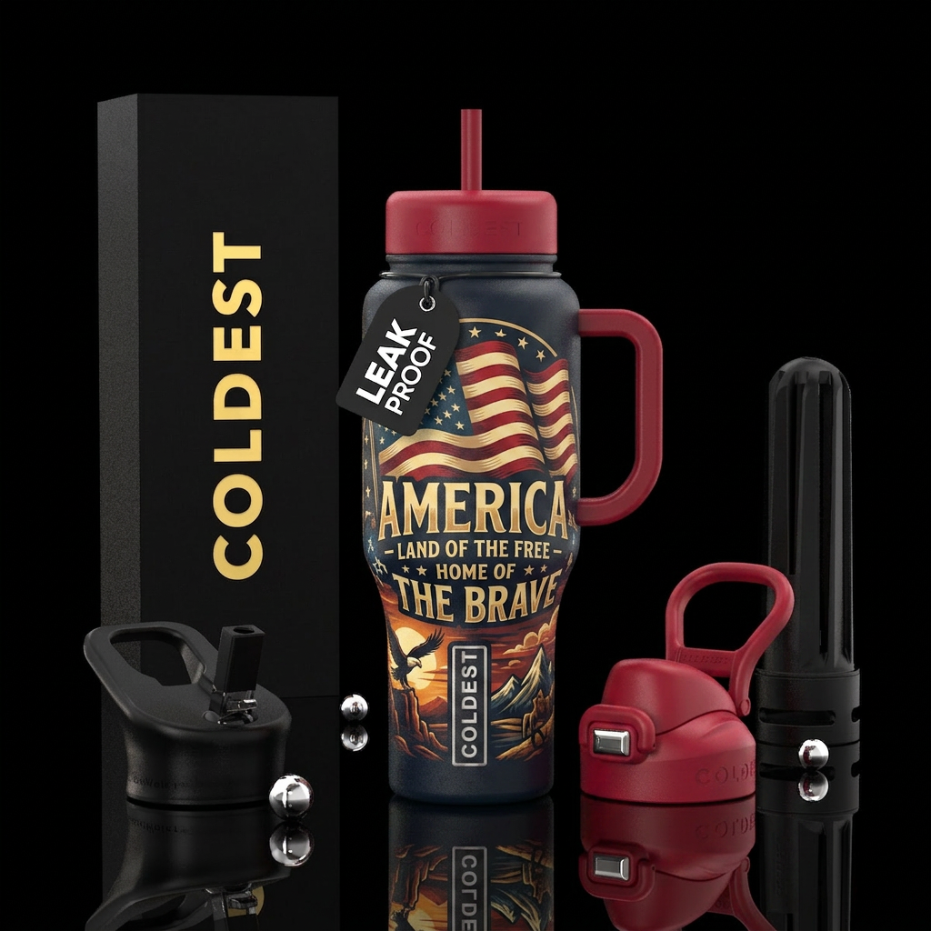 America land of the free home of the brave water bottle design