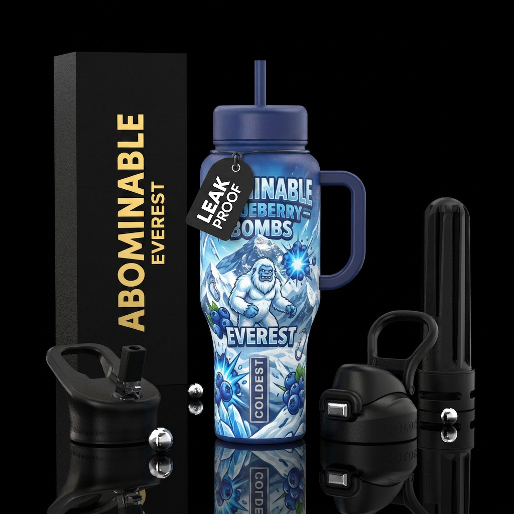 Abominable - Blueberry Bombs: Everest water bottle design