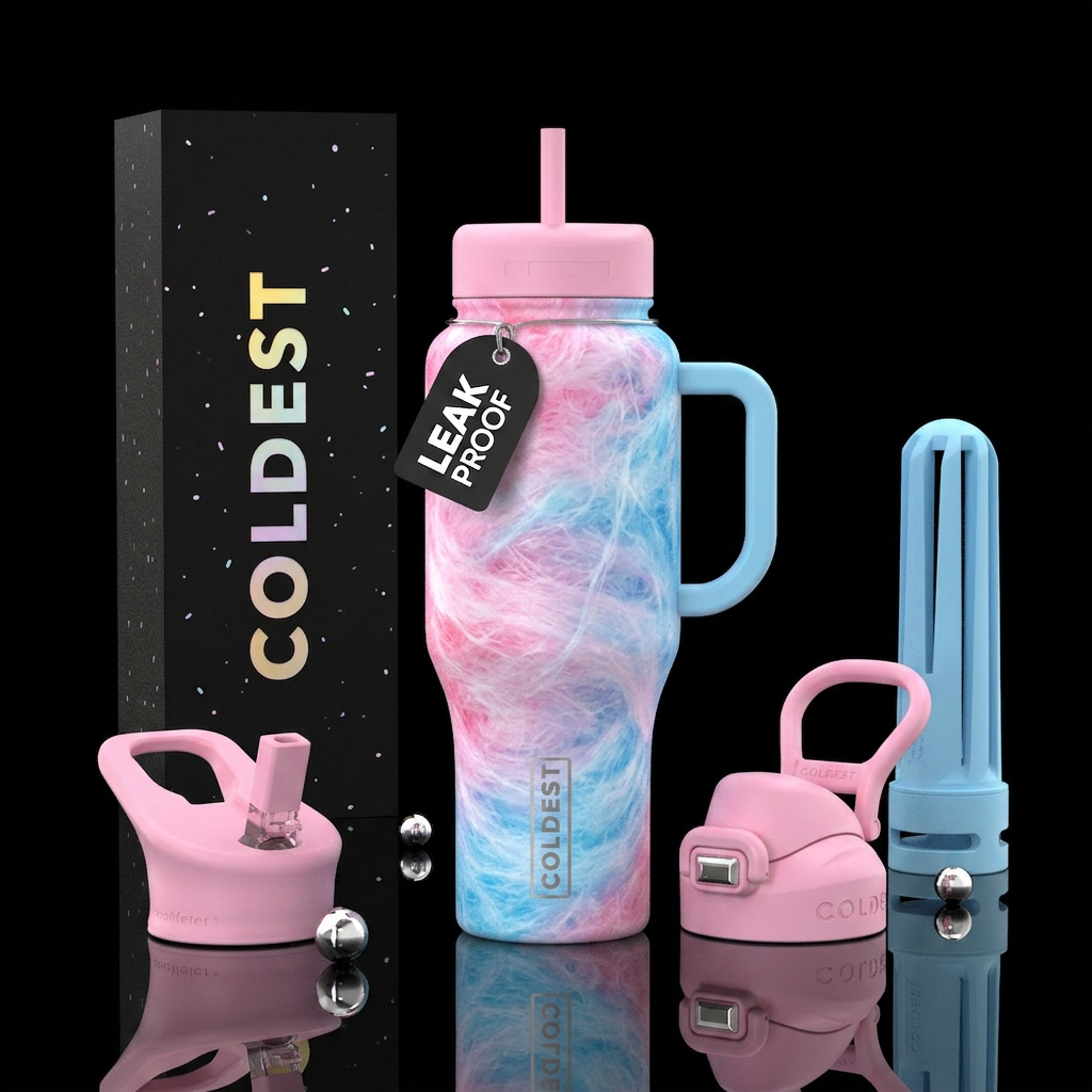 Cotton candy water bottle design