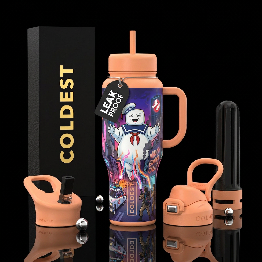 "Cartoon style Ghostbusters design featuring Stay ... water bottle design
