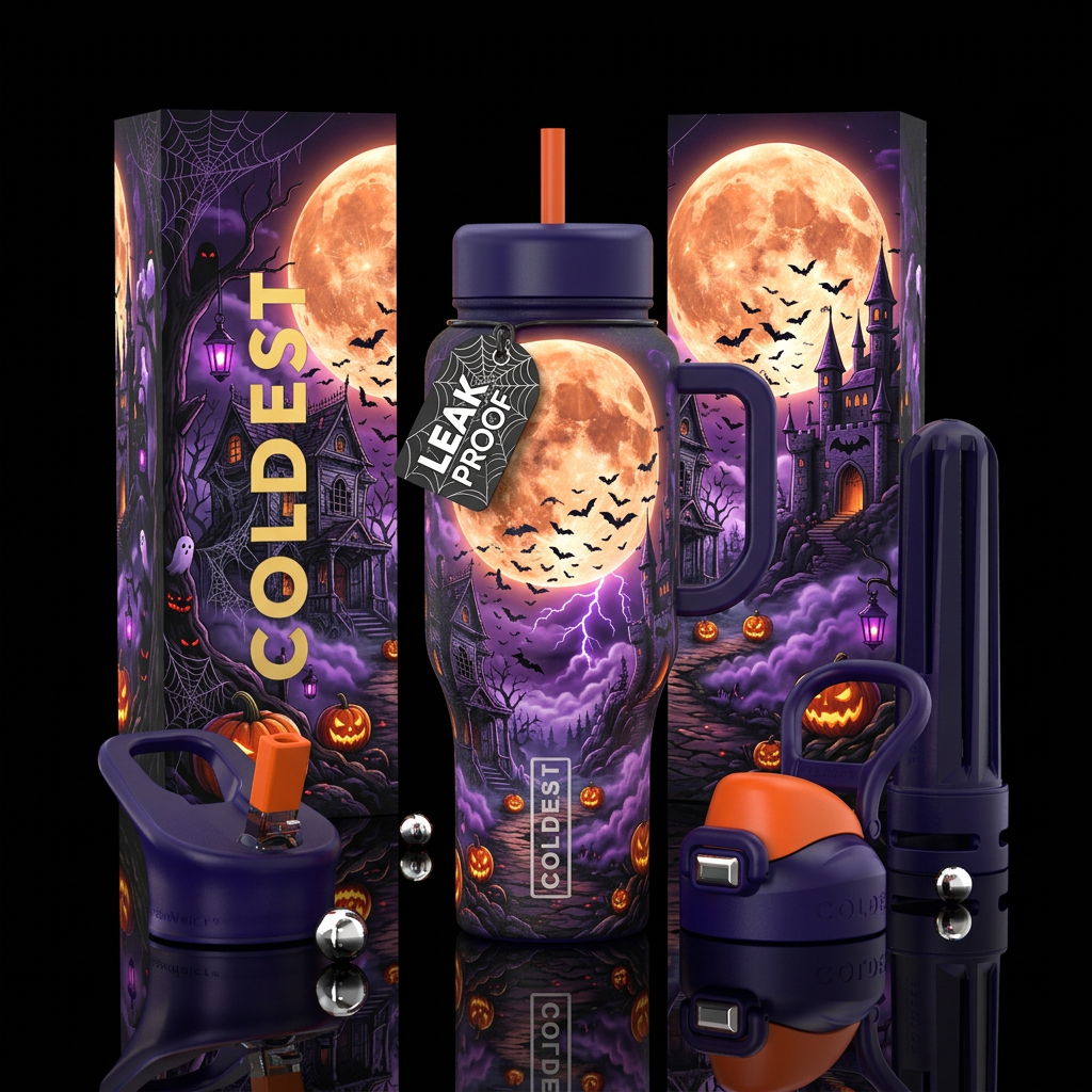 I’d make the moon even bigger—almost filling the u... water bottle design
