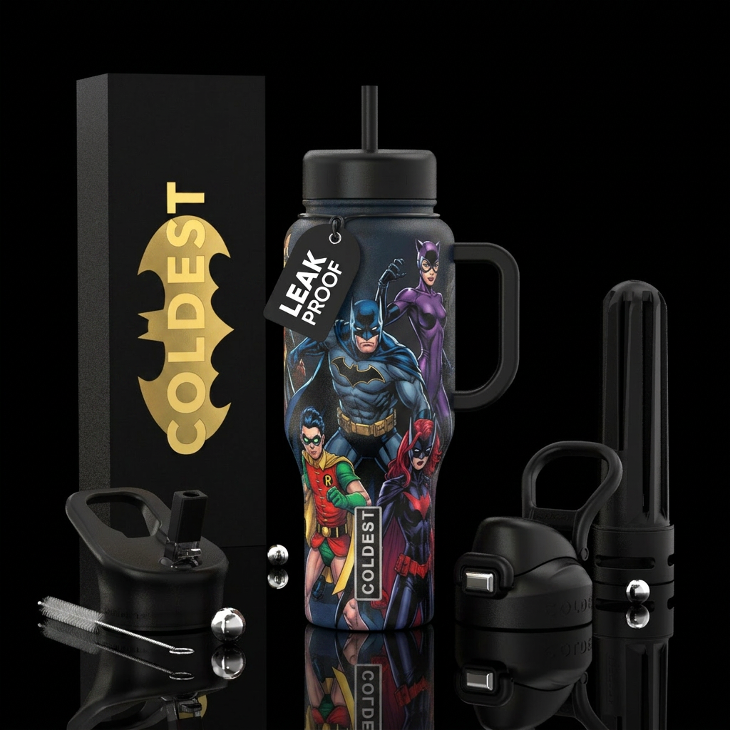 Batman , Robin, Catwoman, Batwoman water bottle design