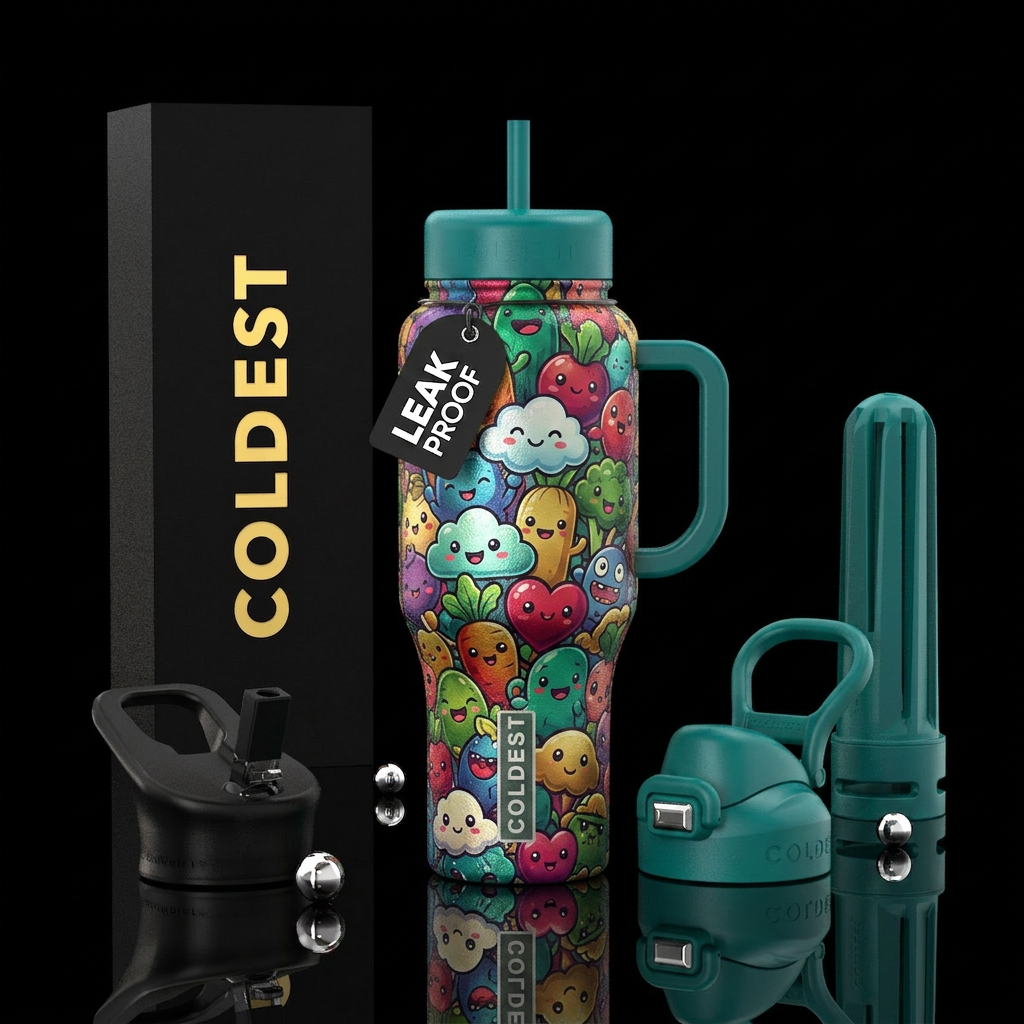 cartoonish, random, funny, attractive, textured ca... water bottle design