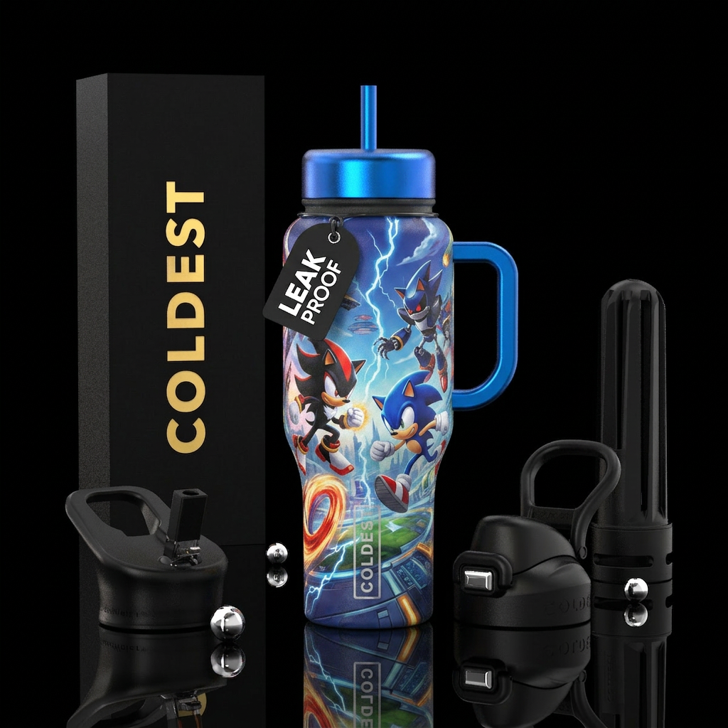The video game Sonic: Sonic’s , Shadow , Robo Soni... water bottle design