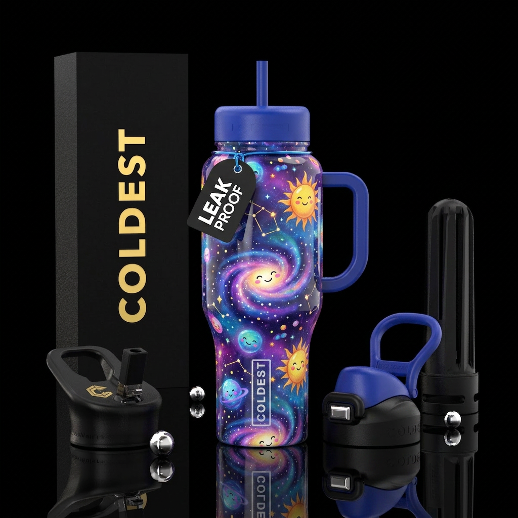 magical, happy mood, glossy, beautiful, vibrant co... water bottle design