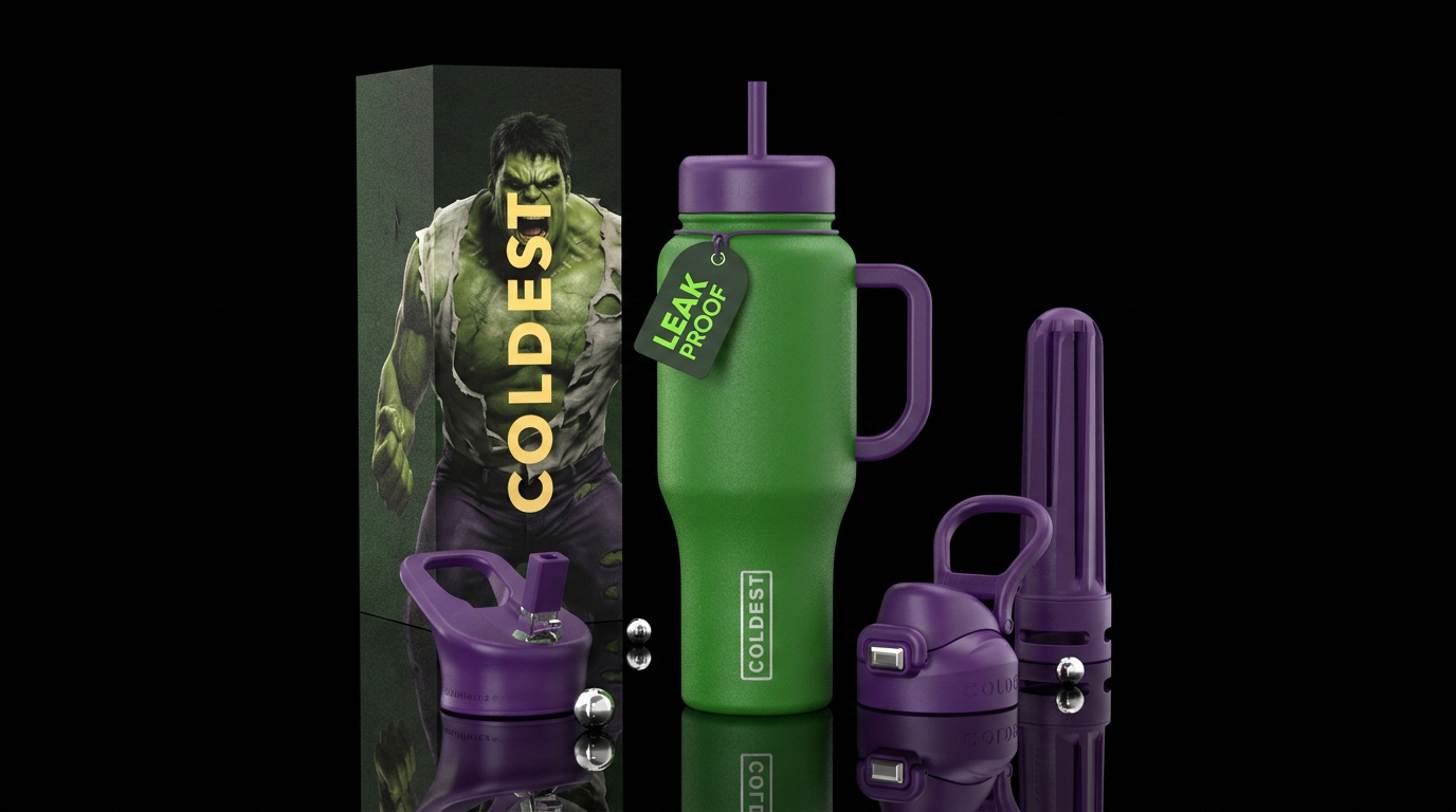 The Incredible Hulk water bottle design