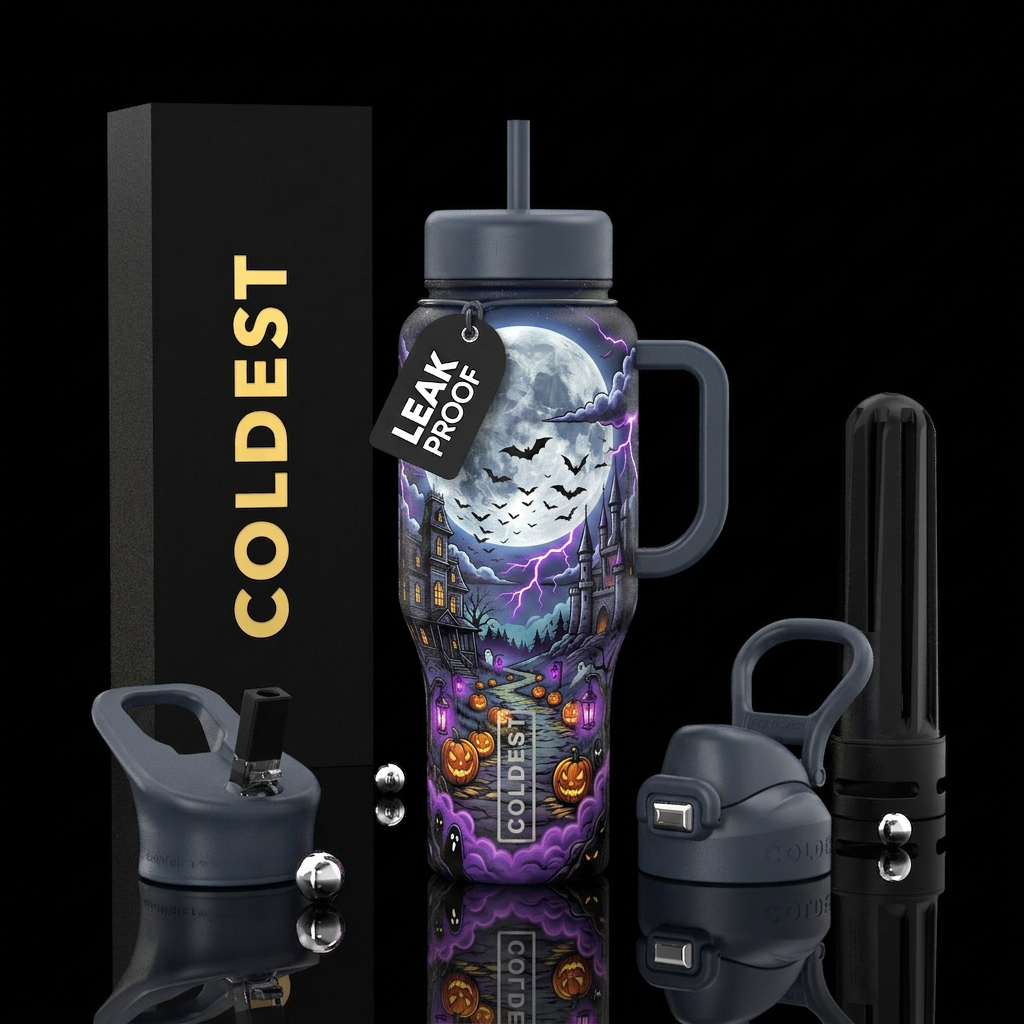 I’d make the moon even bigger—almost filling the u... water bottle design