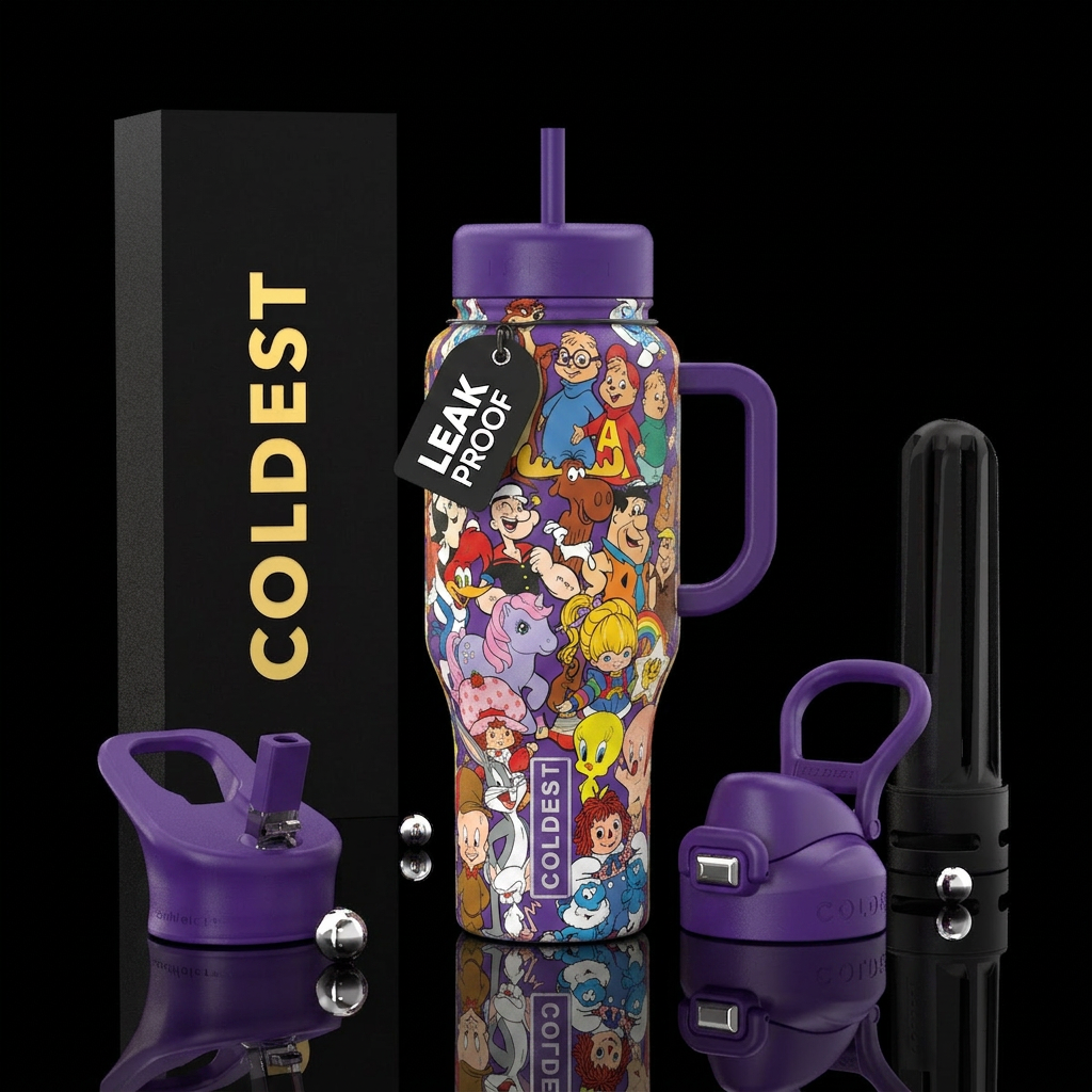 1980’s cartoon’s: weasels, the chipmunks, moose an... water bottle design