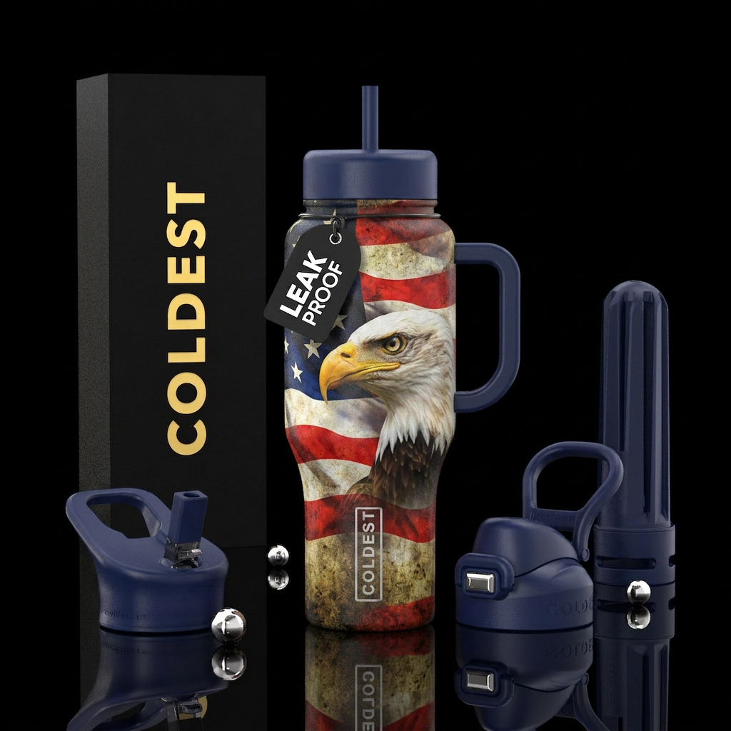 CUP Color grunge; THE AMERICAN FLAG WAVING IN THE ... water bottle design
