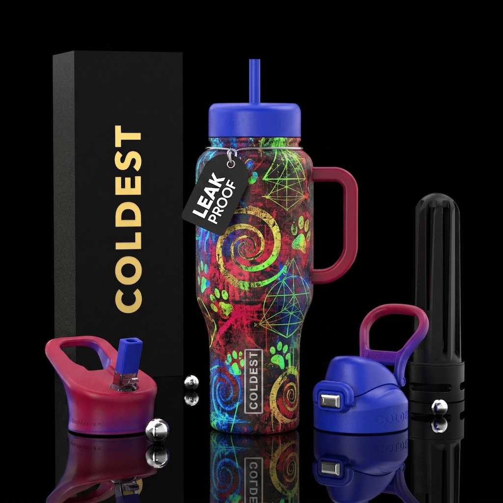 Cup color in a Grunge: spiral’s and paw prints, ge... water bottle design