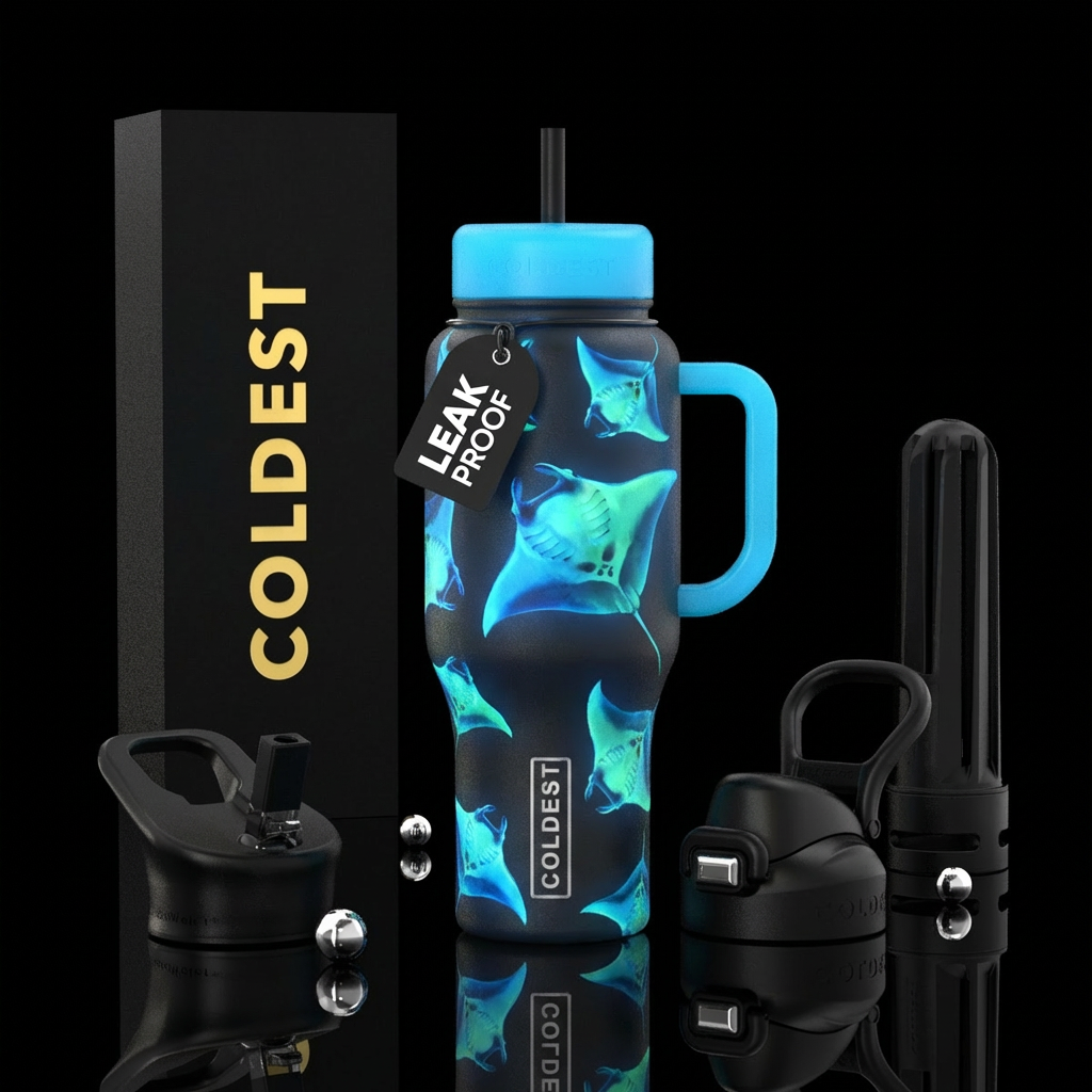 Glowie Manta Ray's water bottle design