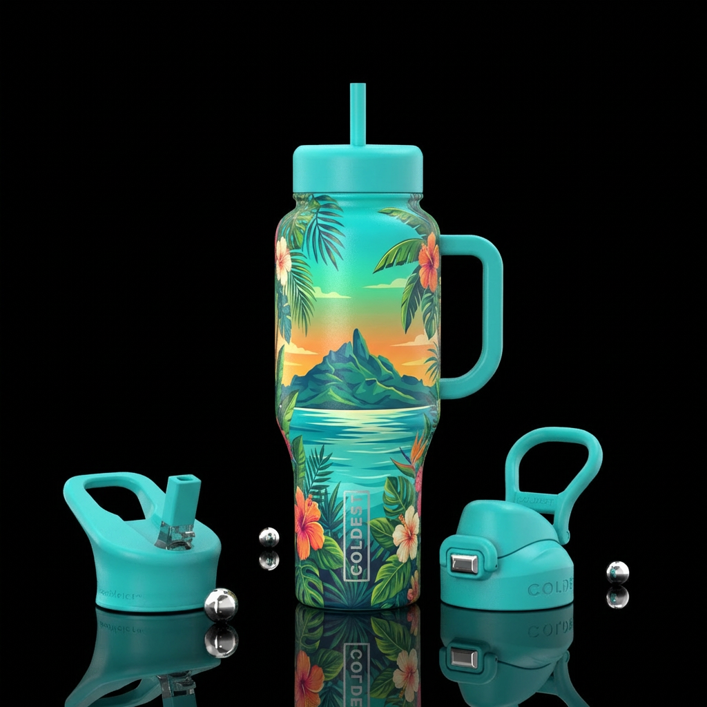 Mont Orohena Tahiti water bottle design