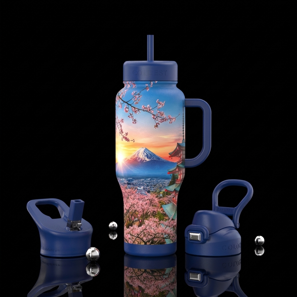 Mt Fuji Japan water bottle design