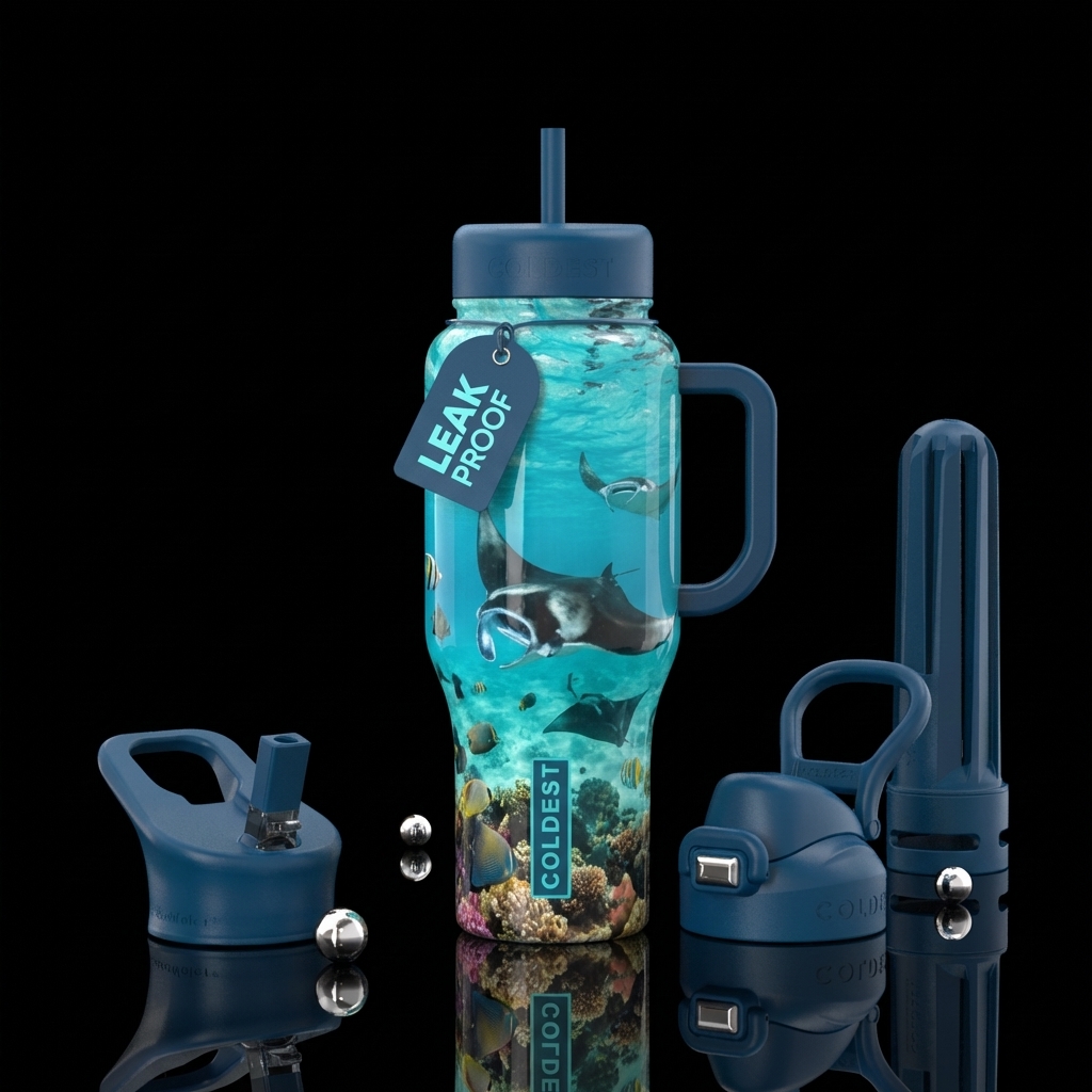 Swimming with Manta Rays in Bora Bora water bottle design