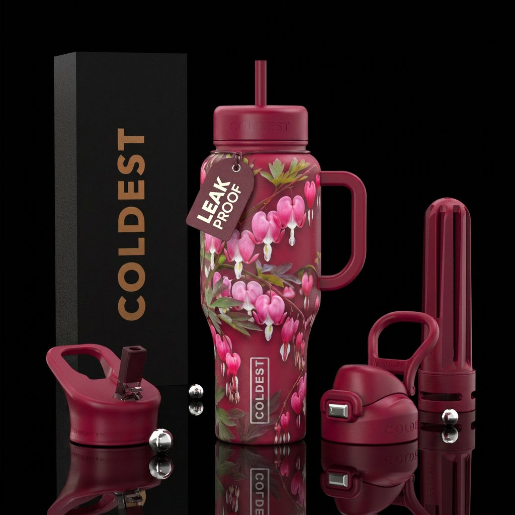 Bleeding hearts water bottle design