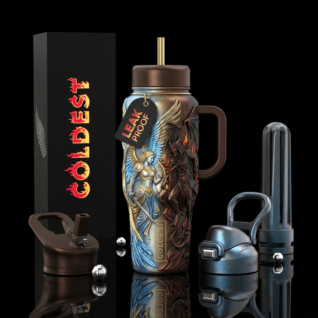 Good and evil water bottle design