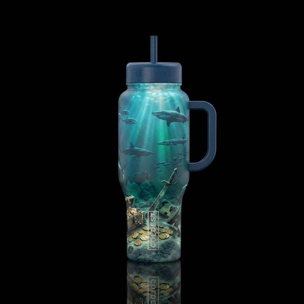 Lost booty water bottle design