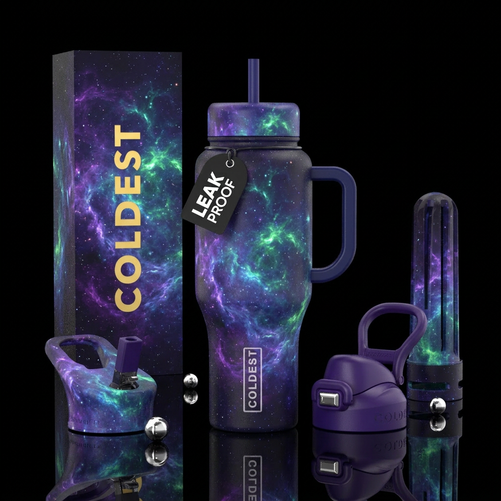 Cosmic rays water bottle design