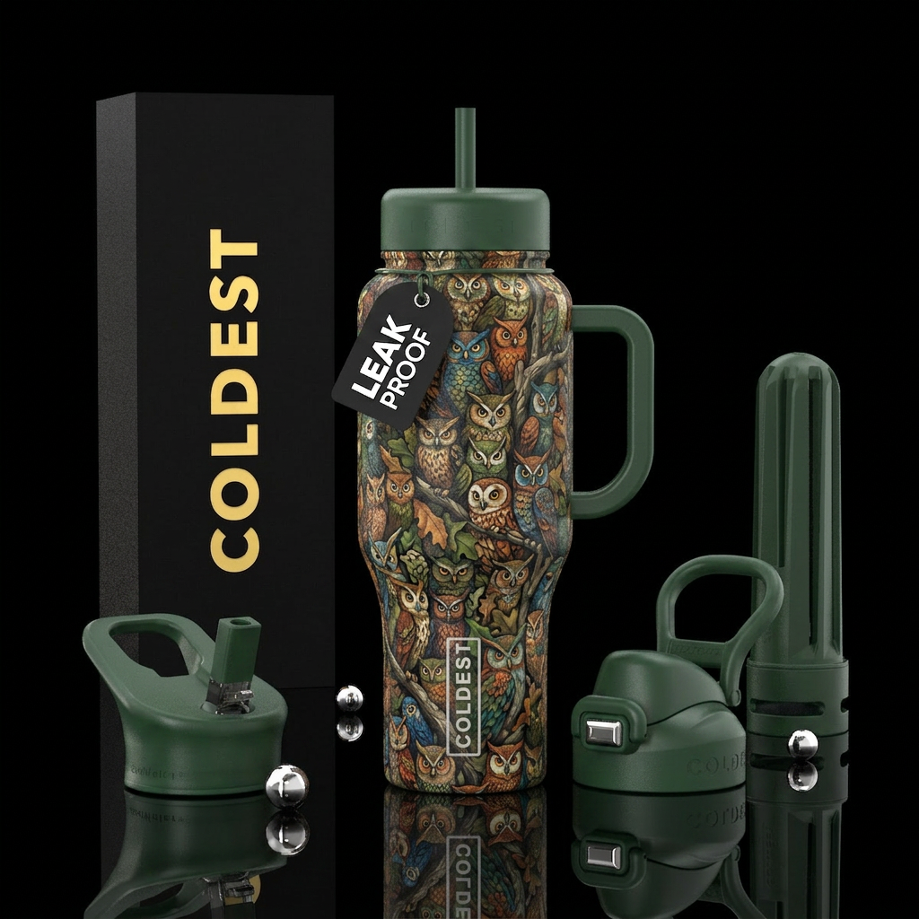 Owls water bottle design