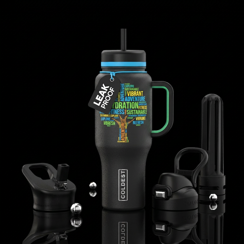 Tree of words water bottle design